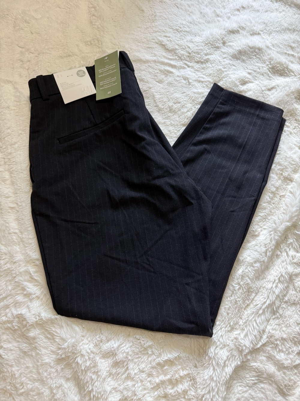 NWT H&M Women’s Black Pinstripe Slacks With Elastic Waist